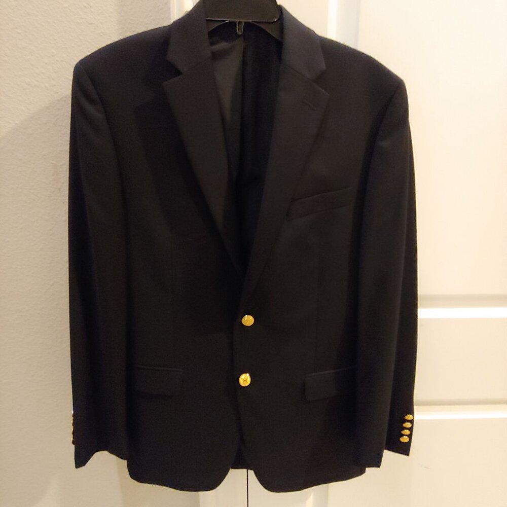 Lauren Ralph Lauren Mens Wool Blazer Jacket Size 38R Blue Single Breasted